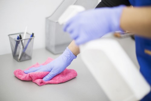 Cleaning team reviewing a complaint record