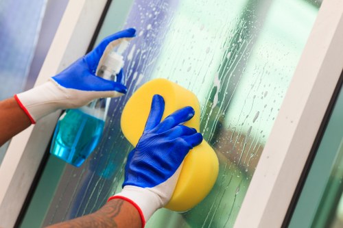 Detail-focused Uxbridge window cleaning service on upper-floor windows