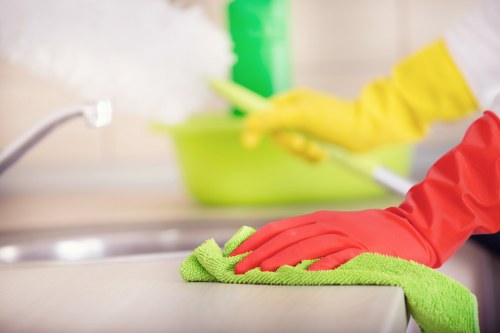Domestic cleaners in Uxbridge cleaning a family kitchen